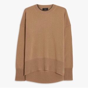 THEORY CASHMERE KARENIA CREWNECK KNIT PULLOVER SWEATER COZY LUXURY Camel Tan S